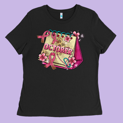 Pink Cancer Ribbon And October Calendar Ladies Tee Designed By Adodesignshop