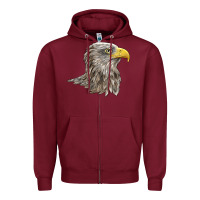 Burgundy American White Sea Eagle Head Zipper Hoodie - LillyAllenDesigns