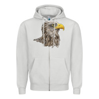 Dove Grey American White Sea Eagle Head Zipper Hoodie - LillyAllenDesigns