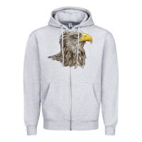 Heather Grey American White Sea Eagle Head Zipper Hoodie - LillyAllenDesigns