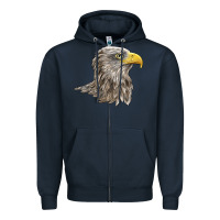 Navy American White Sea Eagle Head Zipper Hoodie - LillyAllenDesigns