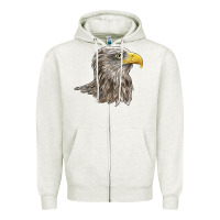 Oatmeal Heather American White Sea Eagle Head Zipper Hoodie - LillyAllenDesigns