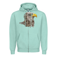 Seafoam American White Sea Eagle Head Zipper Hoodie - LillyAllenDesigns