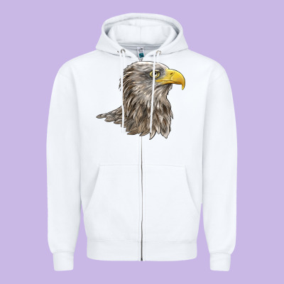 American White Sea Eagle Head Zipper Hoodie Designed By Lillyallendesigns