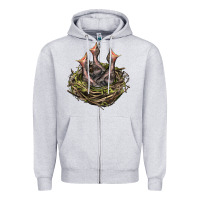 Heather Grey Bird Nest With Baby Birds Zipper Hoodie - LillyAllenDesigns