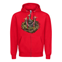 Red Bird Nest With Baby Birds Zipper Hoodie - LillyAllenDesigns
