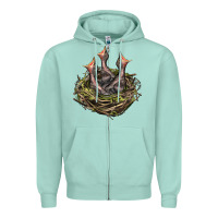 Seafoam Bird Nest With Baby Birds Zipper Hoodie - LillyAllenDesigns