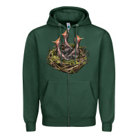 Sports Green Bird Nest With Baby Birds Zipper Hoodie - LillyAllenDesigns