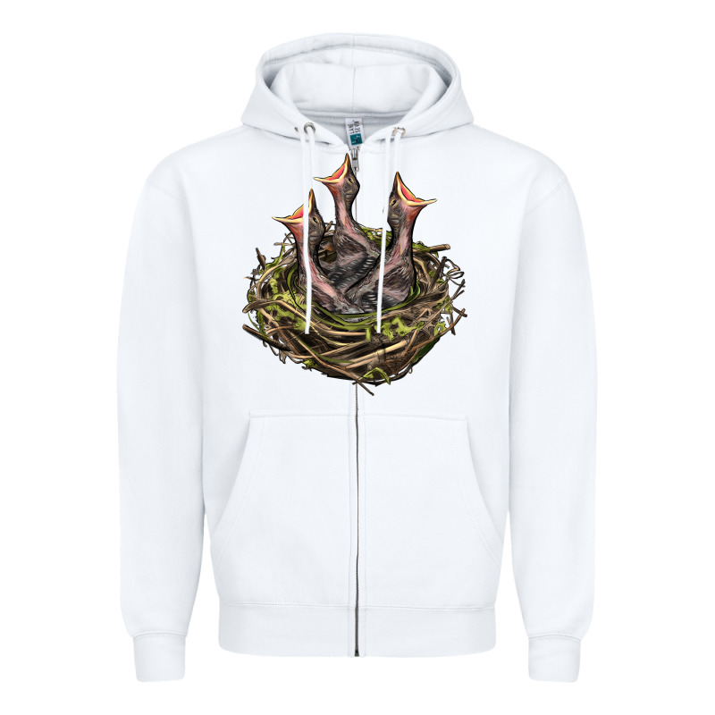 Bird Nest With Baby Birds Zipper Hoodie by LillyAllenDesigns | Teevron