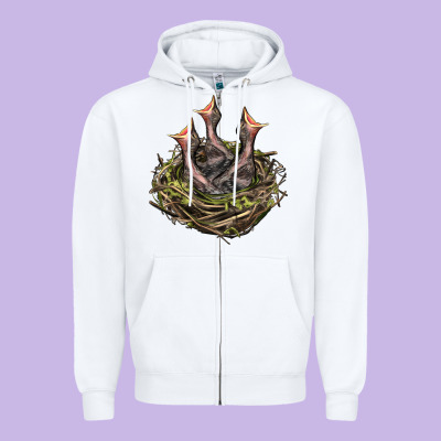 Bird Nest With Baby Birds Zipper Hoodie Designed By Lillyallendesigns