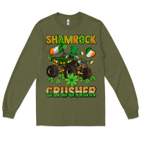 Army Green shamrocks crusher monster truck with shamrocks Long Sleeve Tee - AdoDesignShop