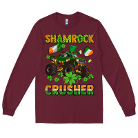 Burgundy shamrocks crusher monster truck with shamrocks Long Sleeve Tee - AdoDesignShop