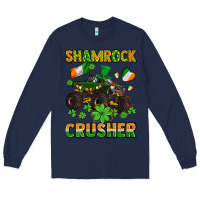 Navy shamrocks crusher monster truck with shamrocks Long Sleeve Tee - AdoDesignShop