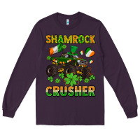 Plum shamrocks crusher monster truck with shamrocks Long Sleeve Tee - AdoDesignShop