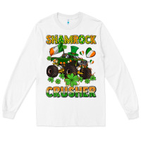 White shamrocks crusher monster truck with shamrocks Long Sleeve Tee - AdoDesignShop
