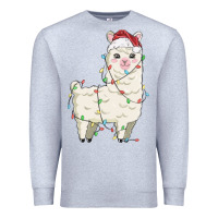 Heather Grey christmas llama Premium Sweatshirt - MaliasSmallBusiness