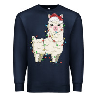 Navy christmas llama Premium Sweatshirt - MaliasSmallBusiness