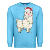 Ocean Blue christmas llama Premium Sweatshirt - MaliasSmallBusiness