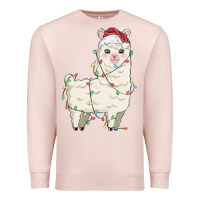 Pale Pink christmas llama Premium Sweatshirt - MaliasSmallBusiness