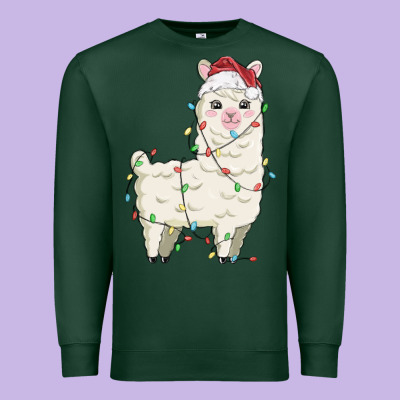 Christmas Llama Premium Sweatshirt Designed By Maliassmallbusiness