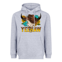 Heather Grey yeehaw bull skull Heavyweight Hoodie - NancyCooperArtShop