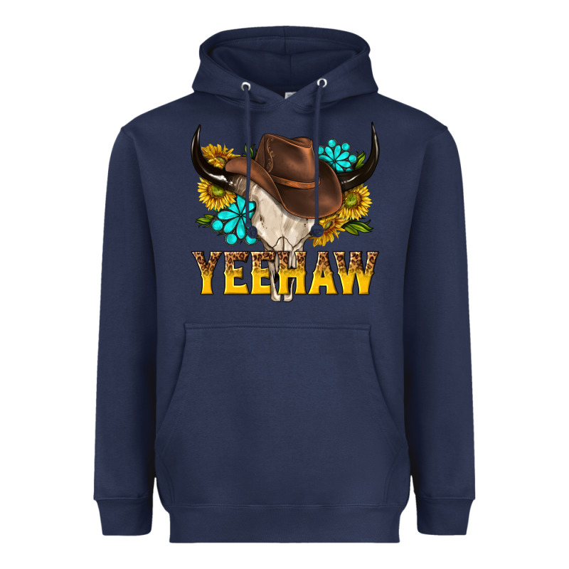 Yeehaw Bull Skull Heavyweight Hoodie by NancyCooperArtShop | Teevron