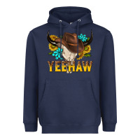 Navy yeehaw bull skull Heavyweight Hoodie - NancyCooperArtShop