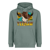 Sage yeehaw bull skull Heavyweight Hoodie - NancyCooperArtShop