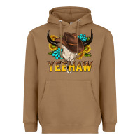 Toasted Coconut yeehaw bull skull Heavyweight Hoodie - NancyCooperArtShop