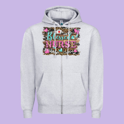 Blessed Nurse Zipper Hoodie Designed By Barkaloodesign