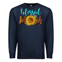 Navy blessed mom with sunflower Premium Sweatshirt - NancyCooperArtShop