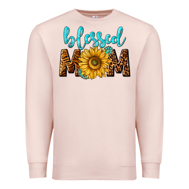 Blessed Mom With Sunflower Premium Sweatshirt by NancyCooperArtShop | Teevron