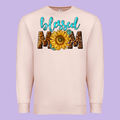 Blessed Mom With Sunflower Premium Sweatshirt Designed By Nancycooperartshop
