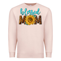 Pale Pink blessed mom with sunflower Premium Sweatshirt - NancyCooperArtShop