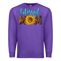 Purple blessed mom with sunflower Premium Sweatshirt - NancyCooperArtShop