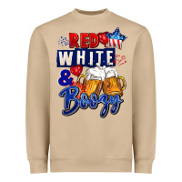 Mushroom Red white and boozy 4th of july Heavyweight Sweatshirt - CowGirlArtShop