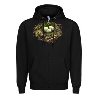 Black Bird Nest With Eggs Zipper Hoodie - LillyAllenDesigns