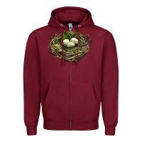 Burgundy Bird Nest With Eggs Zipper Hoodie - LillyAllenDesigns