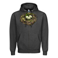 Charcoal Heather Bird Nest With Eggs Zipper Hoodie - LillyAllenDesigns