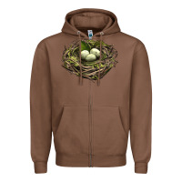 Chestnut Bird Nest With Eggs Zipper Hoodie - LillyAllenDesigns
