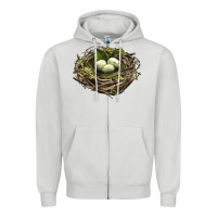 Dove Grey Bird Nest With Eggs Zipper Hoodie - LillyAllenDesigns