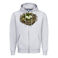 Heather Grey Bird Nest With Eggs Zipper Hoodie - LillyAllenDesigns