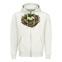 Oatmeal Heather Bird Nest With Eggs Zipper Hoodie - LillyAllenDesigns