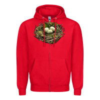 Red Bird Nest With Eggs Zipper Hoodie - LillyAllenDesigns