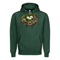 Sports Green Bird Nest With Eggs Zipper Hoodie - LillyAllenDesigns