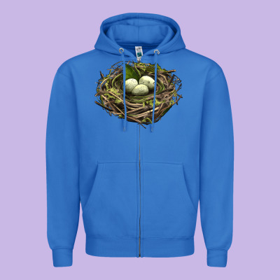 Bird Nest With Eggs Zipper Hoodie Designed By Lillyallendesigns