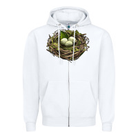 White Bird Nest With Eggs Zipper Hoodie - LillyAllenDesigns