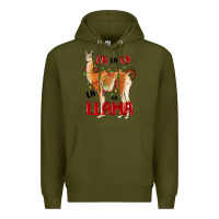 Army Green christmas llama Premium Hoodie - LillyAllenDesigns