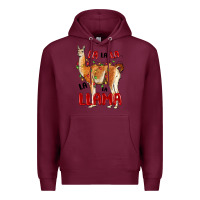 Burgundy christmas llama Premium Hoodie - LillyAllenDesigns