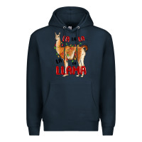 Navy christmas llama Premium Hoodie - LillyAllenDesigns